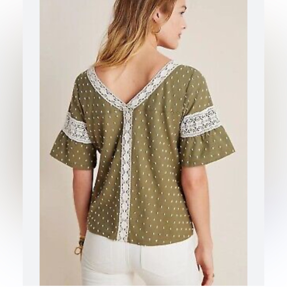💚Anthropologie Maeve Venezia Lace Olive Green